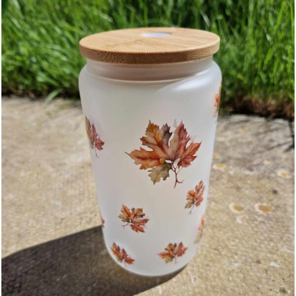 Autumn Leaf Glass Can