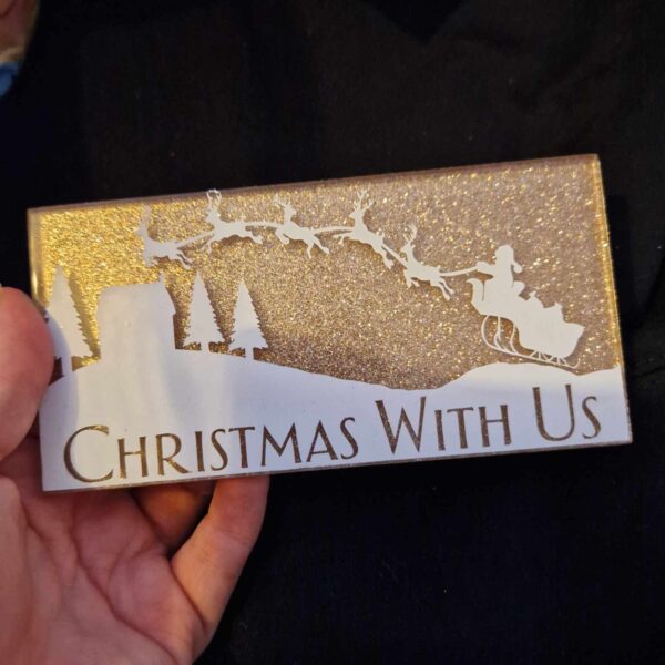 Christmas With Us Tile - Gold with stand