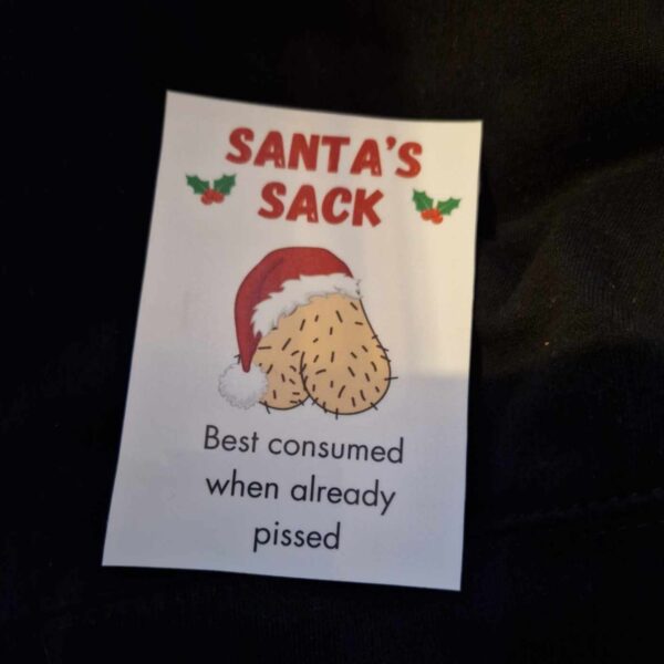 Santas sack wine bottle sticker