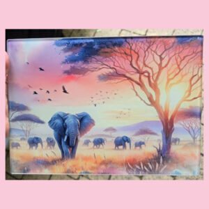 Elephant Sunset Chopping Board