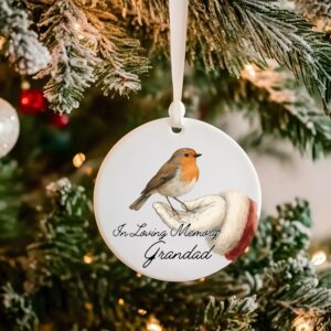 Robin Perched On Santa's Hand Flat Bauble