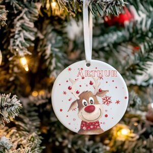 Smiley Reindeer Flat Bauble